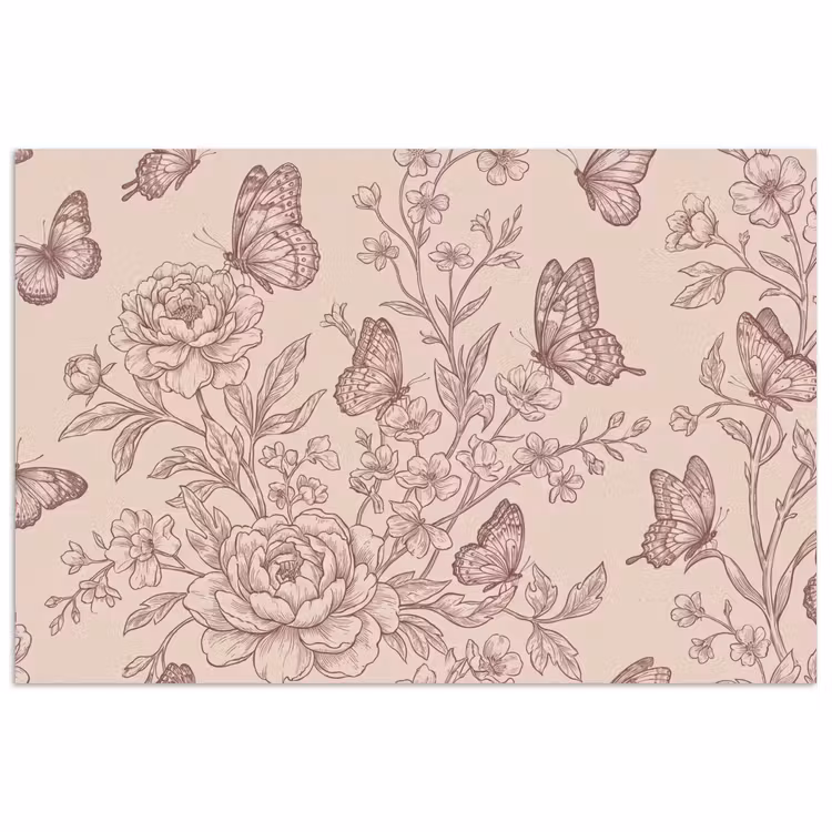 Poster - Schmetterling – Blumen – Muster — 1