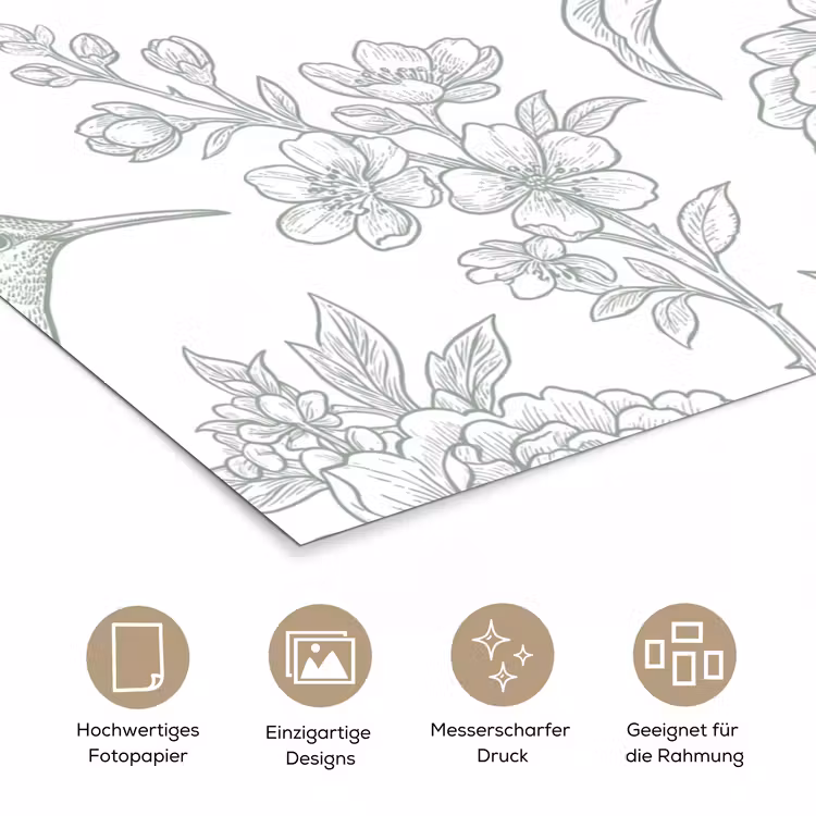 Poster - Vogel – Blumen – Natur — 5