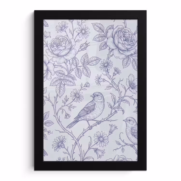 Bilder mit Rahmen - Blumen – Vogel – Zeichnung — 1