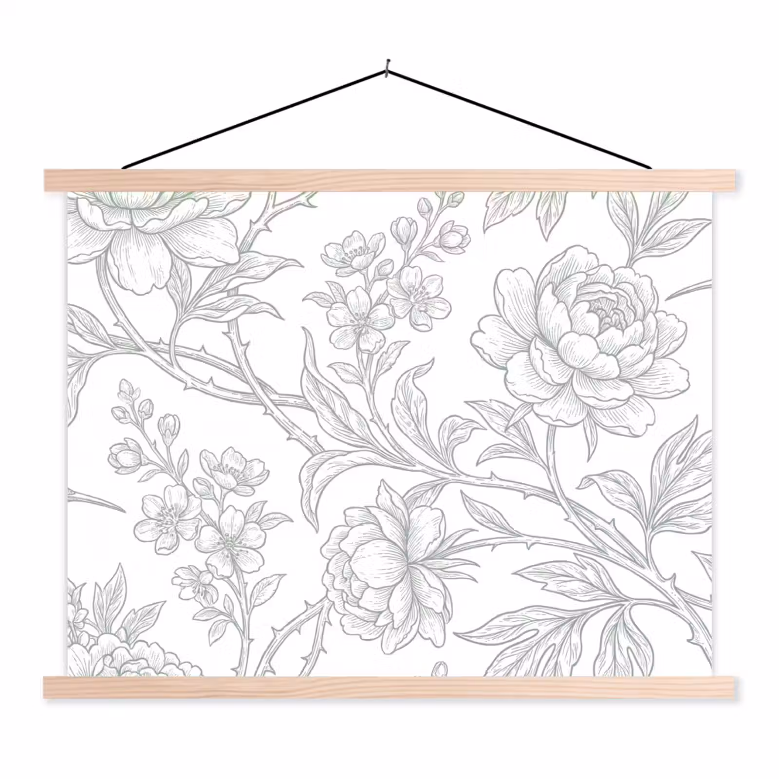 Stoffbild - Vogel – Blumen – Natur — 1
