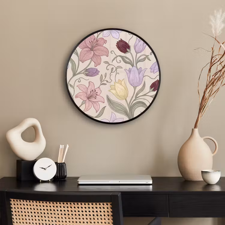 Poster im Rahmen Rund - Blumen – Illustration – Botanik — 3