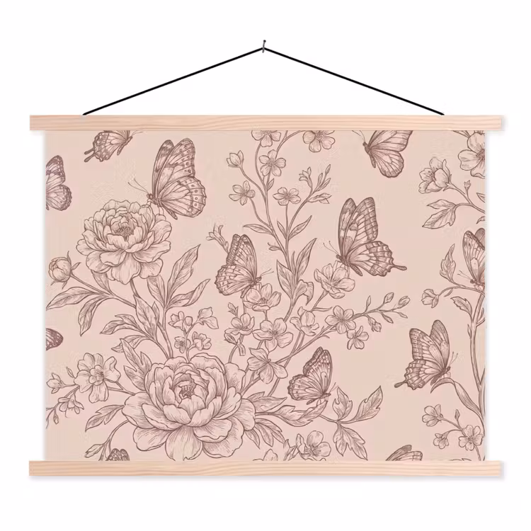 Stoffbild - Schmetterling – Blumen – Muster — 1