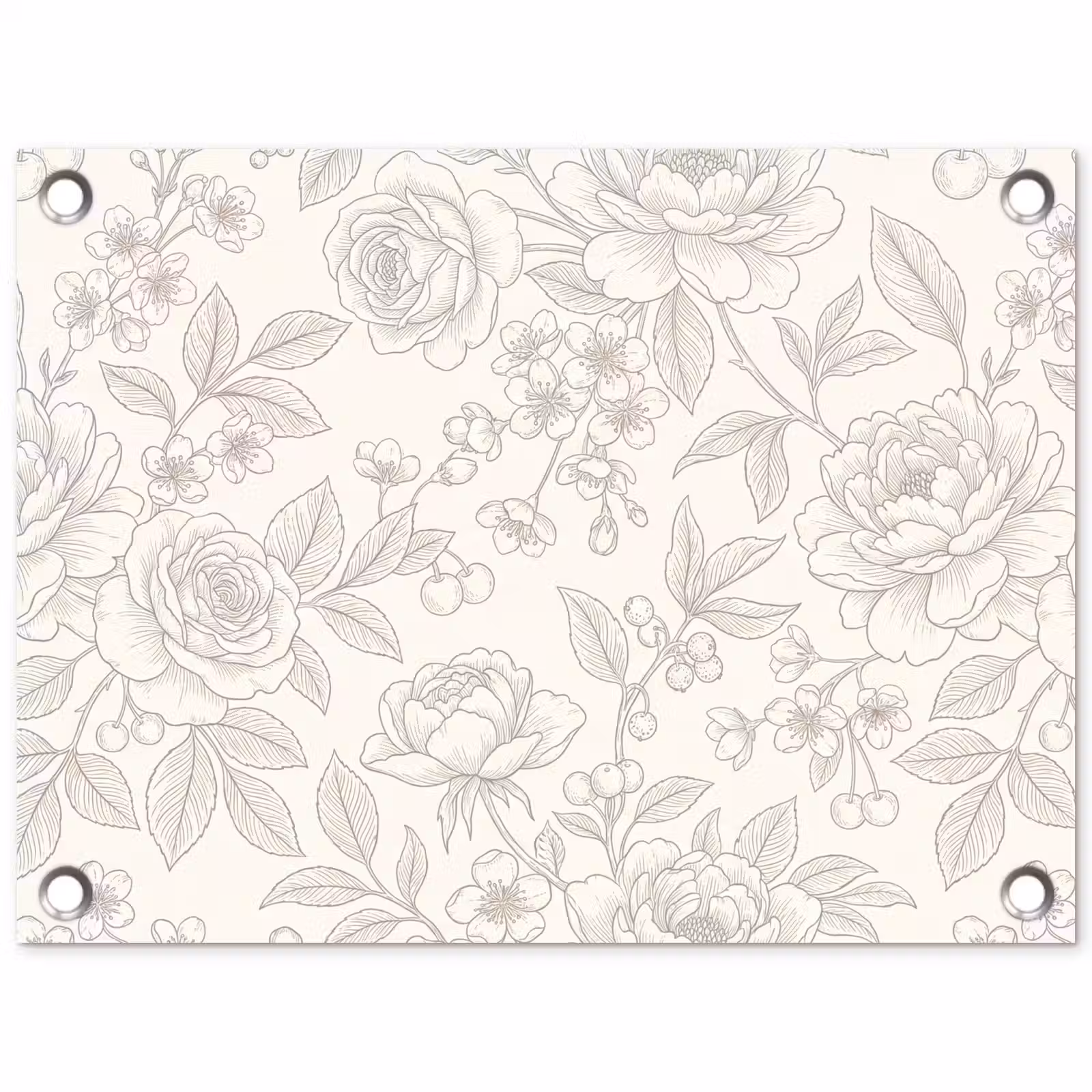 Gartenposter - Blumen – Strichzeichnung – Beige — 1