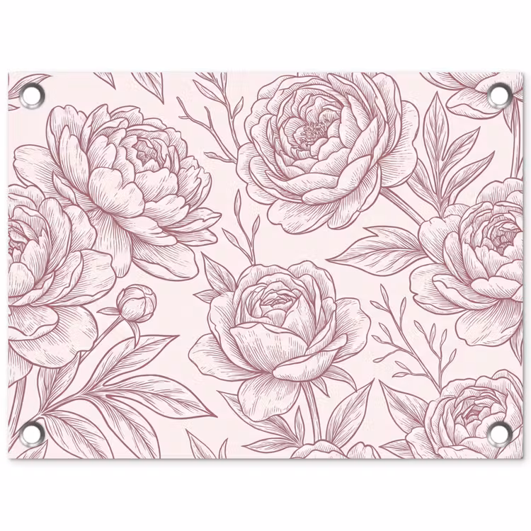 Gartenposter - Blumen – Strichzeichnung – Rosa — 1