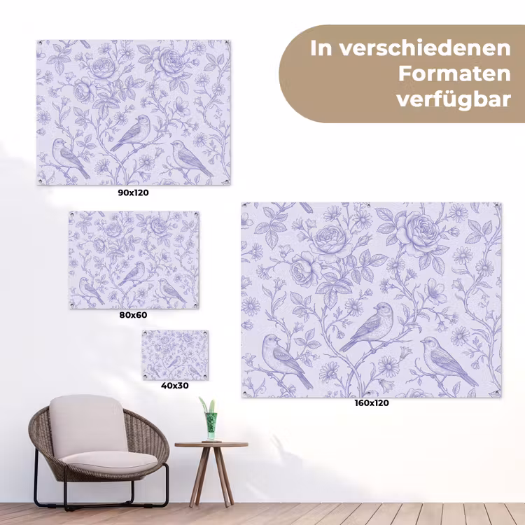 Gartenposter - Blumen – Vogel – Zeichnung — 6