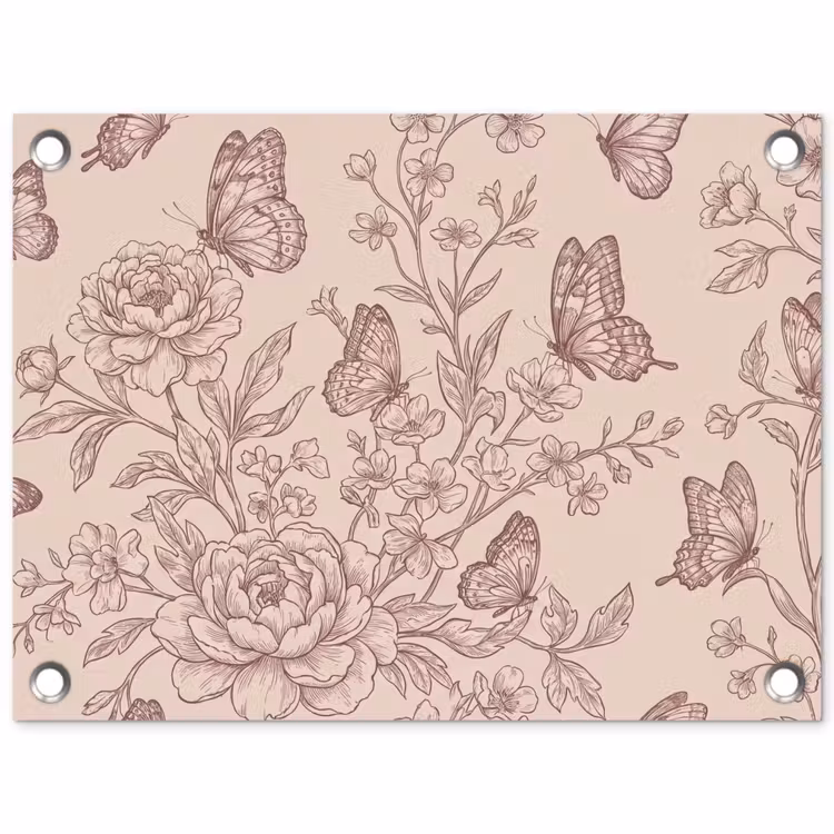Gartenposter - Schmetterling – Blumen – Muster — 1