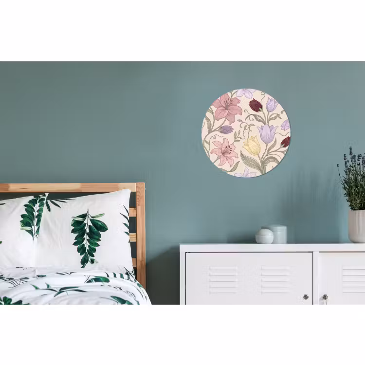 Alu-Dibond-Bild Rund - Blumen – Illustration – Botanik — 5