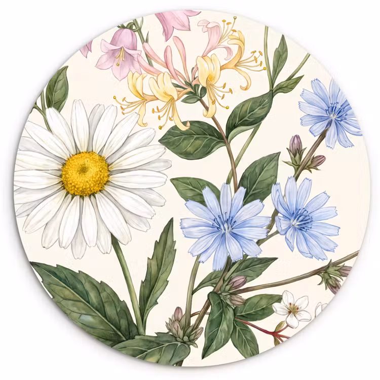 Glasbild Rund - Botanisch – Illustration – Farbenfroh — 1