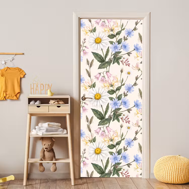 Türtapete - Botanisch – Illustration – Farbenfroh — 5