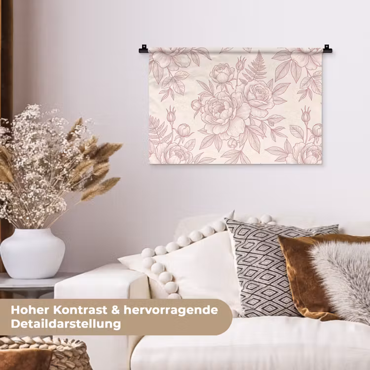 Wandteppich - Blumen – Strichzeichnung – Botanisch — 6