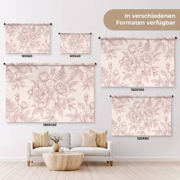 Wandteppich - Blumen – Strichzeichnung – Botanisch — 8
