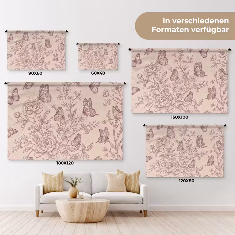 Wandteppich - Schmetterling – Blumen – Muster — 8