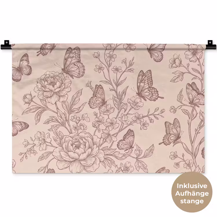 Wandteppich - Schmetterling – Blumen – Muster — 9