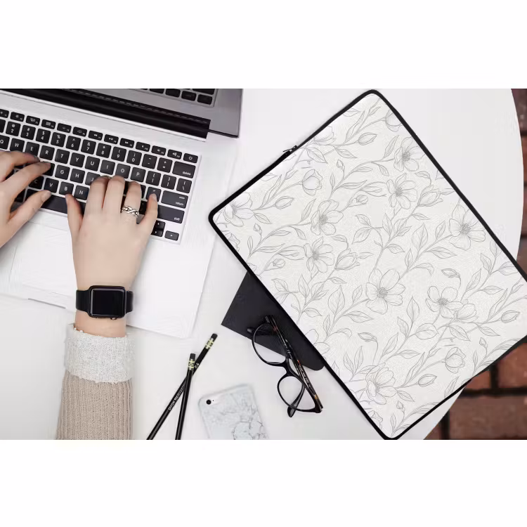 Laptop hülle - Blumen – Linien – Muster — 3