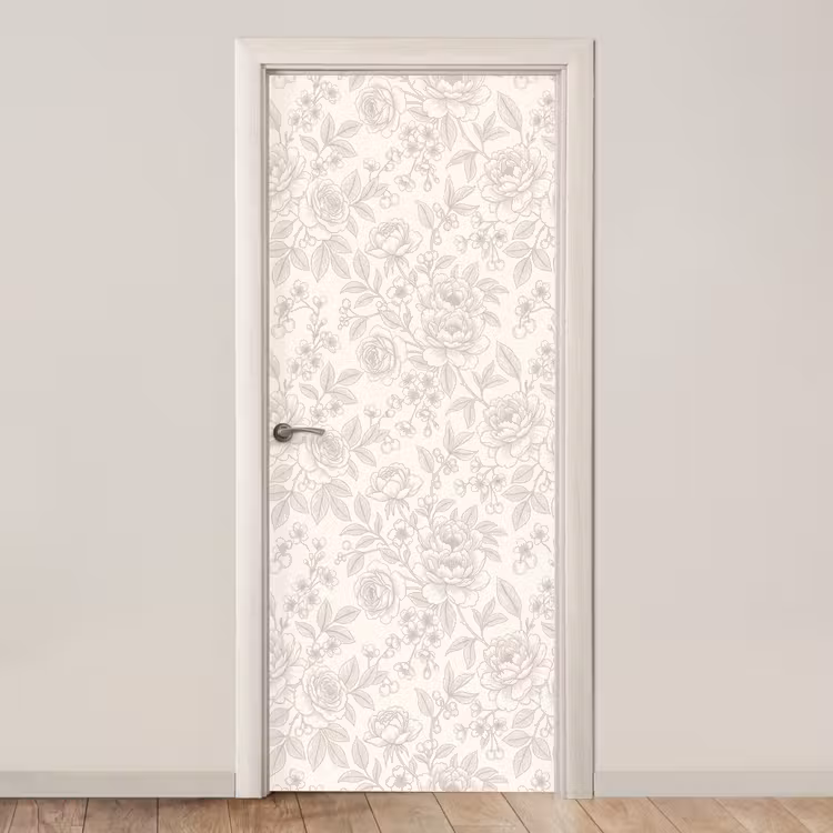 Türtapete - Blumen – Strichzeichnung – Beige — 1
