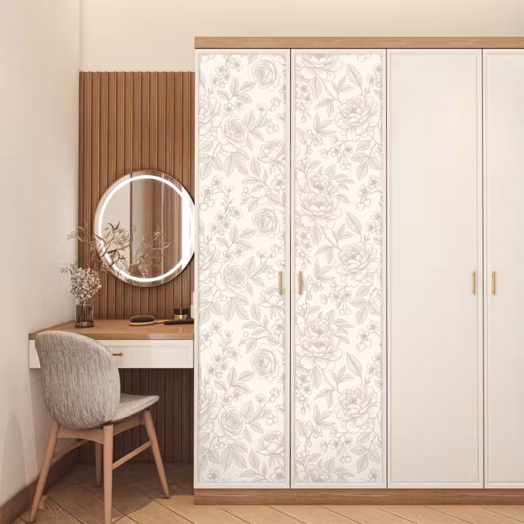 Türtapete - Blumen – Strichzeichnung – Beige — 4