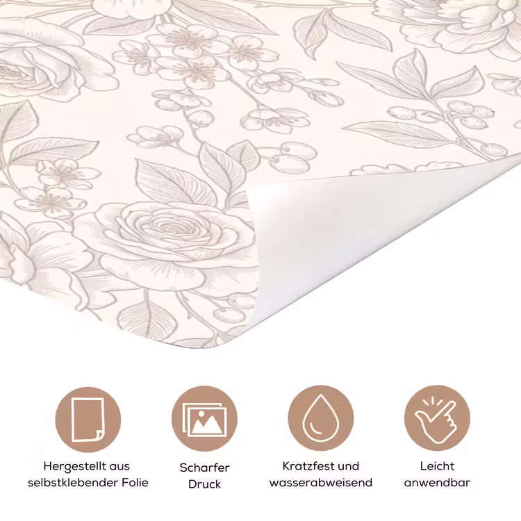 Türtapete - Blumen – Strichzeichnung – Beige — 8