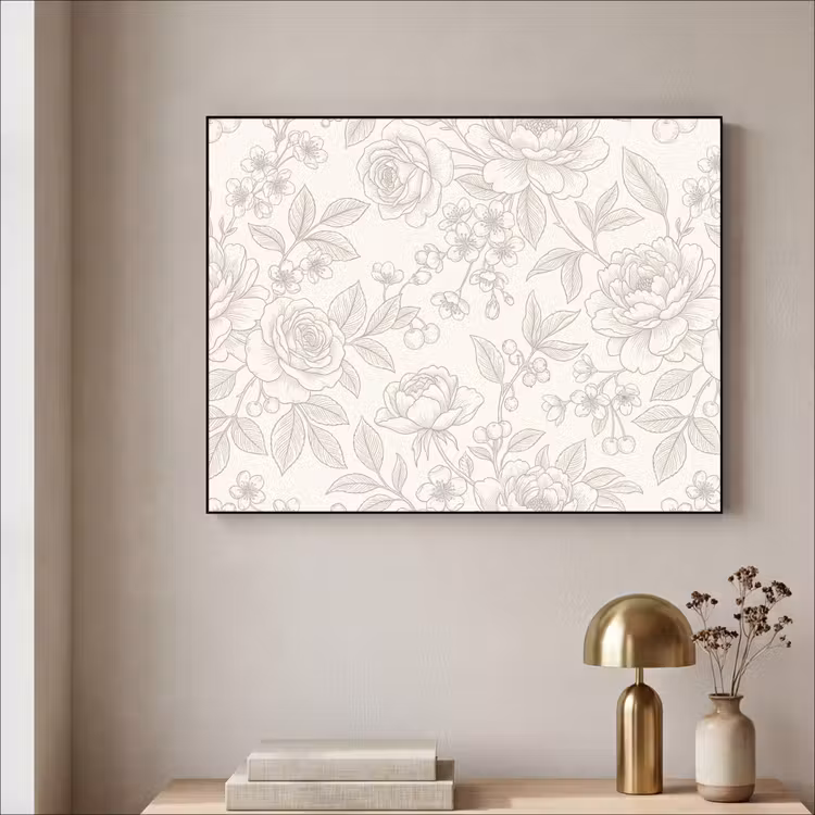 Art Frame - Blumen – Strichzeichnung – Beige — 4