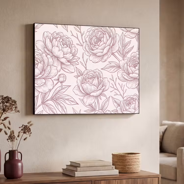 Art Frame - Blumen – Strichzeichnung – Rosa — 3