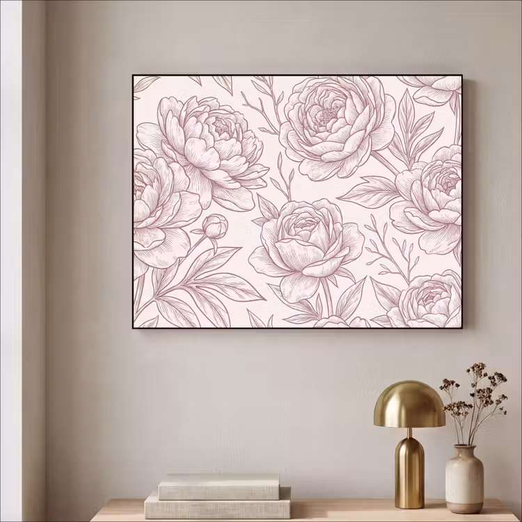 Art Frame - Blumen – Strichzeichnung – Rosa — 4