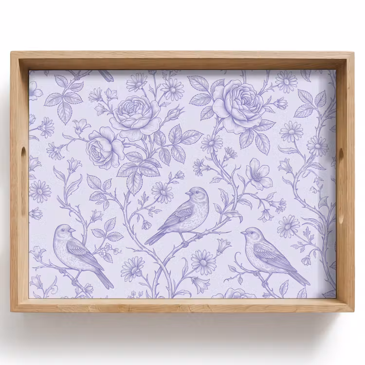 Tablett - Blumen – Vogel – Zeichnung — 1