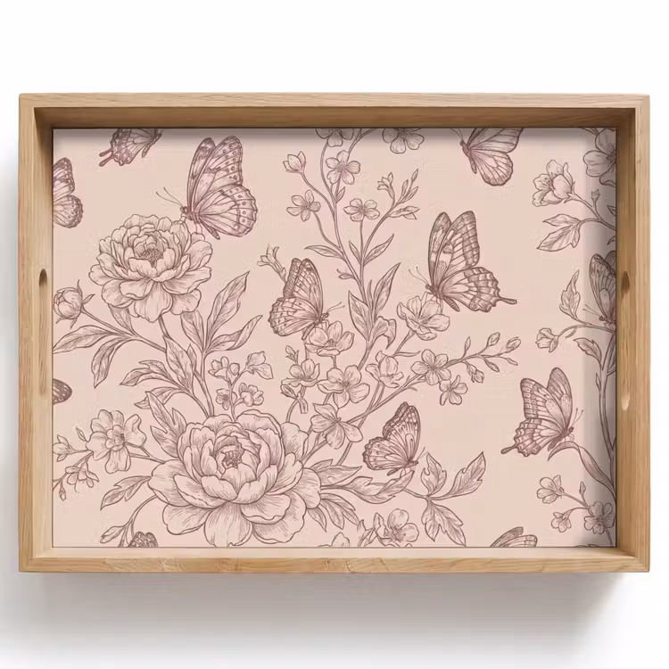 Tablett - Schmetterling – Blumen – Muster — 1