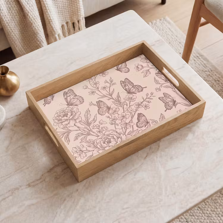 Tablett - Schmetterling – Blumen – Muster — 2