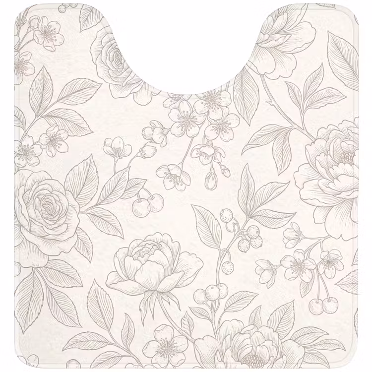 WC Vorleger - Blumen – Strichzeichnung – Beige — 1