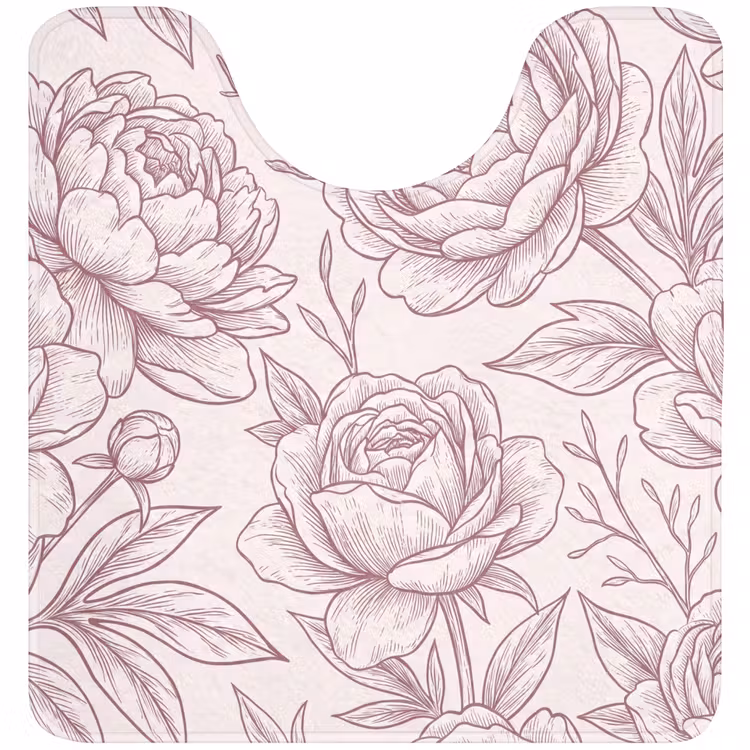 WC Vorleger - Blumen – Strichzeichnung – Rosa — 1