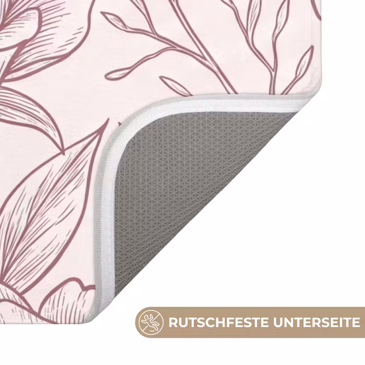 WC Vorleger - Blumen – Strichzeichnung – Rosa — 3