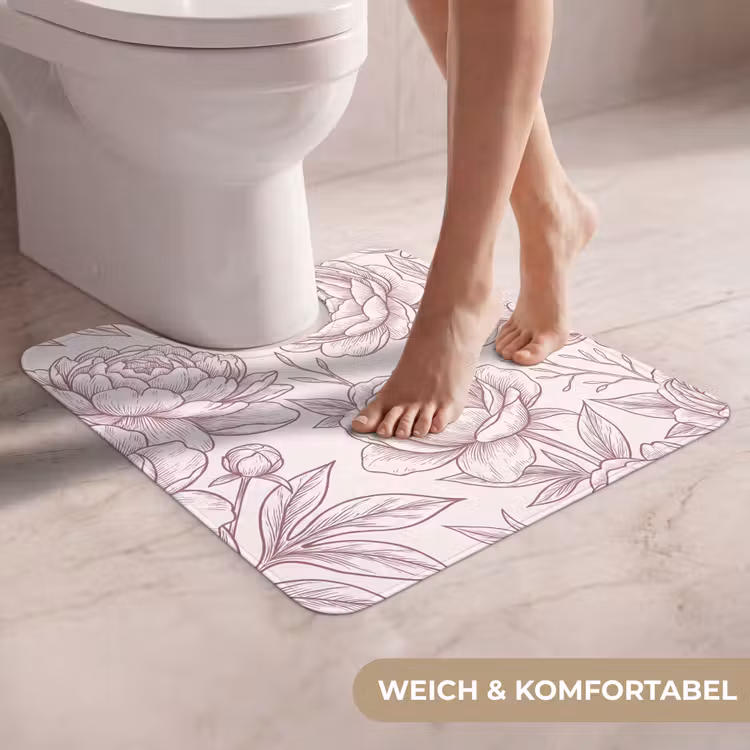 WC Vorleger - Blumen – Strichzeichnung – Rosa — 5