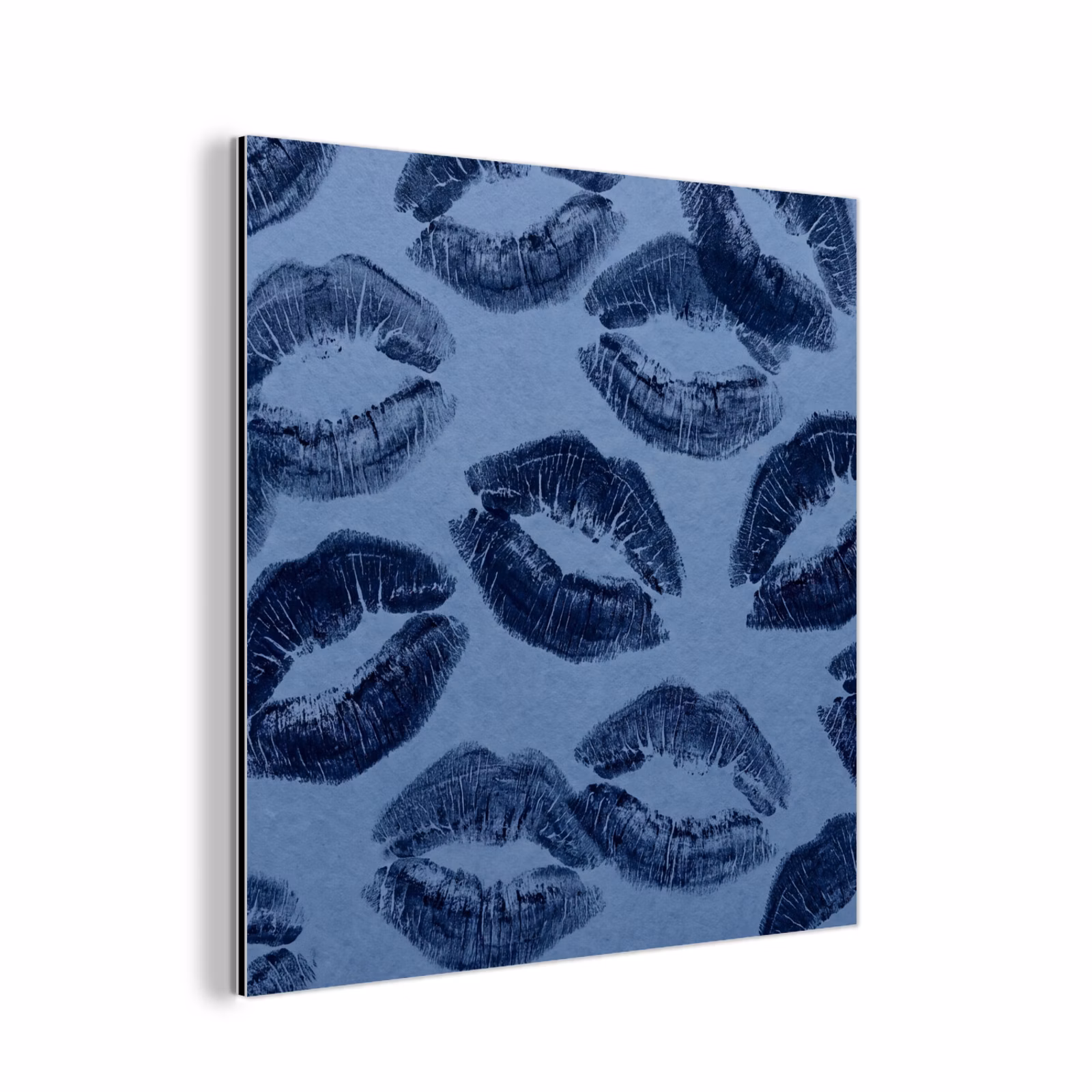 Alu-Dibond-Bild - Lippen – Muster – Blau — 1