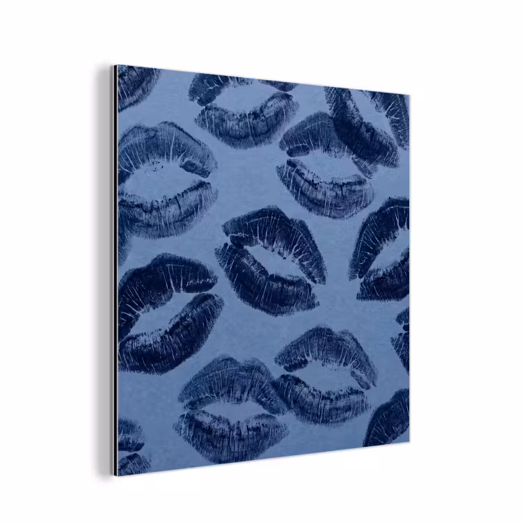 Alu-Dibond-Bild - Lippen – Muster – Blau — 1