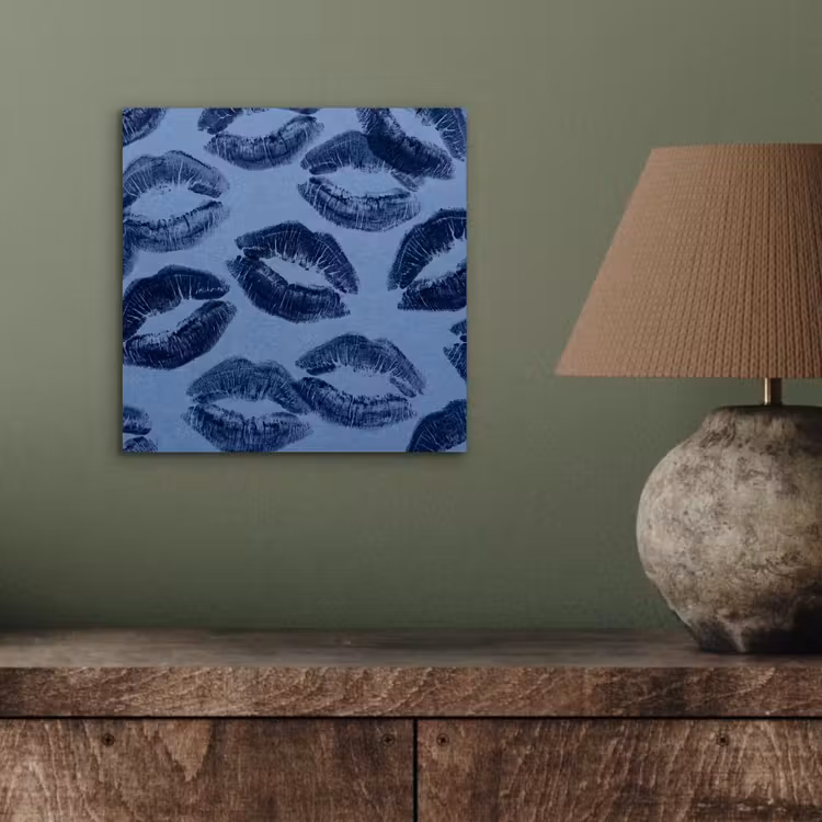 Alu-Dibond-Bild - Lippen – Muster – Blau — 3