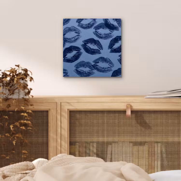Alu-Dibond-Bild - Lippen – Muster – Blau — 4