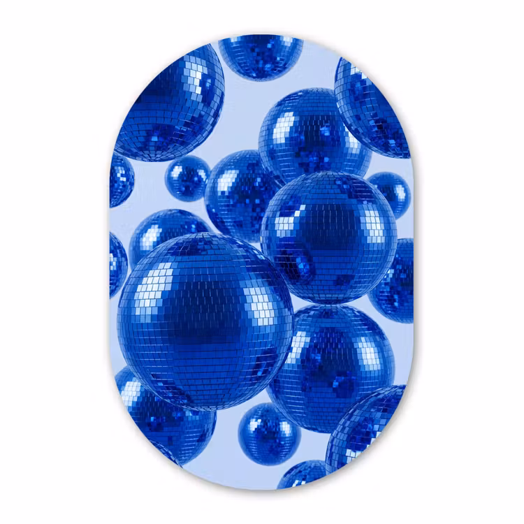 Alu-Dibond-Bild Oval - Blaue Discokugel — 1