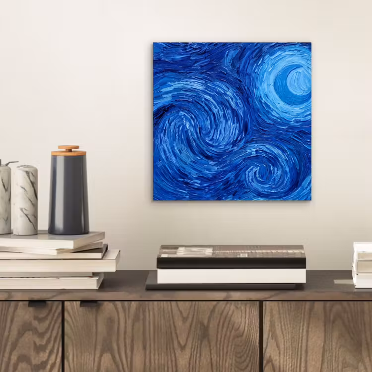 Alu-Dibond-Bild - Wirbel – Blau – Modern — 2
