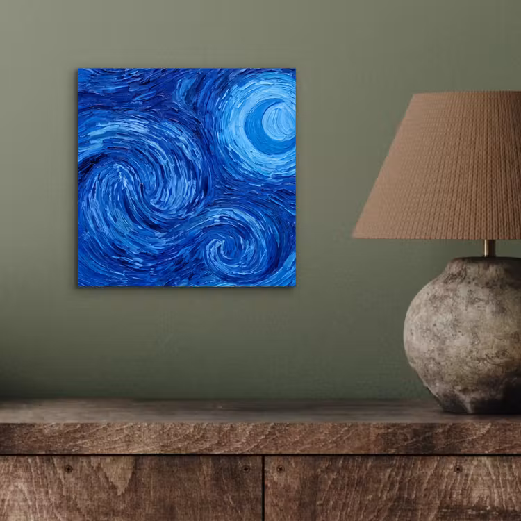 Alu-Dibond-Bild - Wirbel – Blau – Modern — 3