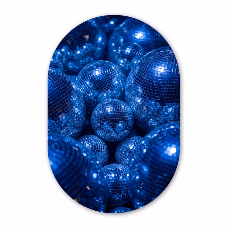 Alu-Dibond-Bild Oval - Discobal – Party – Blau — 1