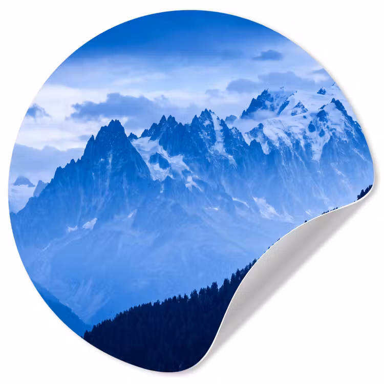 Runde Tapete - Berge – Schnee – Blau — 1