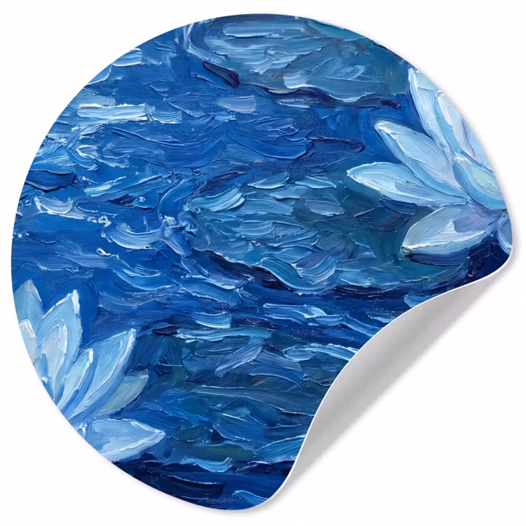 Runde Tapete - Blumen – Wasser – Blau — 1