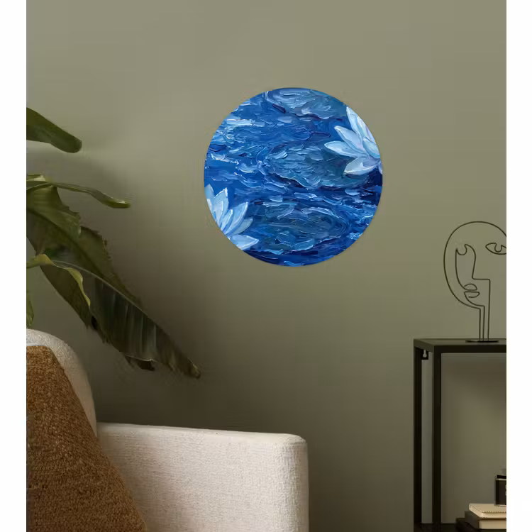Runde Tapete - Blumen – Wasser – Blau — 3