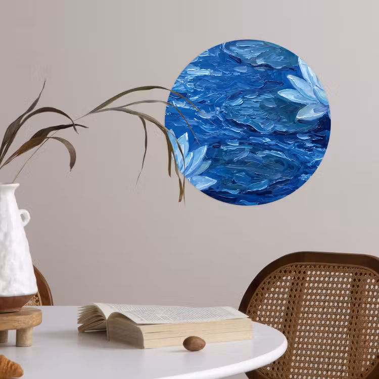 Runde Tapete - Blumen – Wasser – Blau — 4