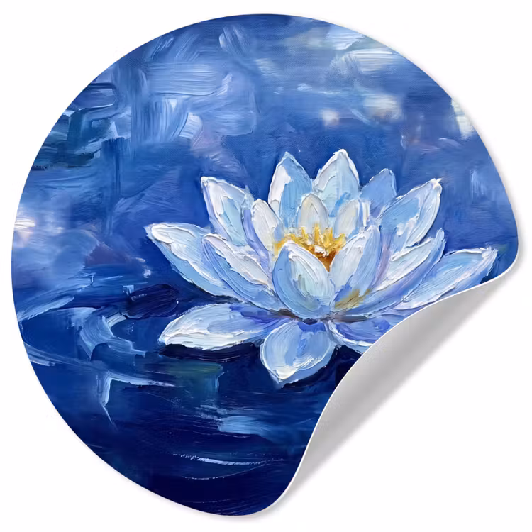 Runde Tapete - Blaue Seerose – Wasser — 1