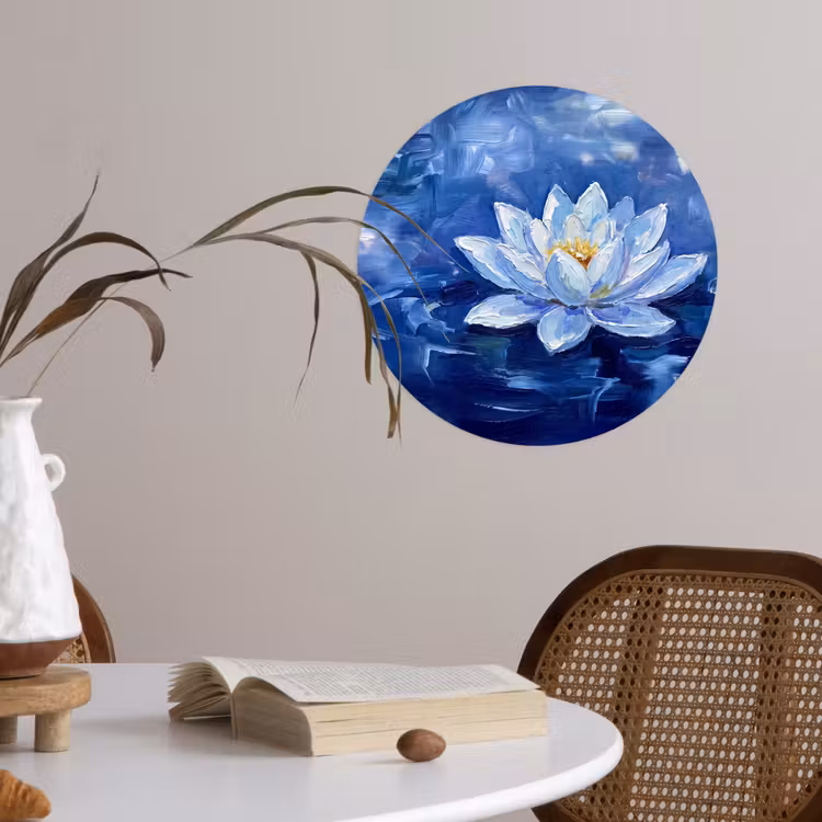 Runde Tapete - Blaue Seerose – Wasser — 4
