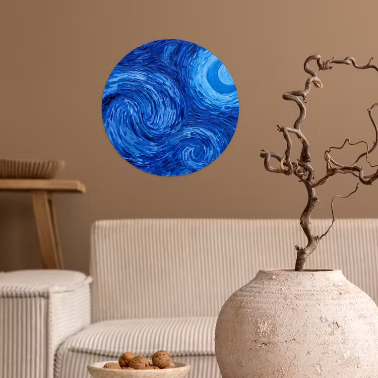 Runde Tapete - Wirbel – Blau – Modern — 2