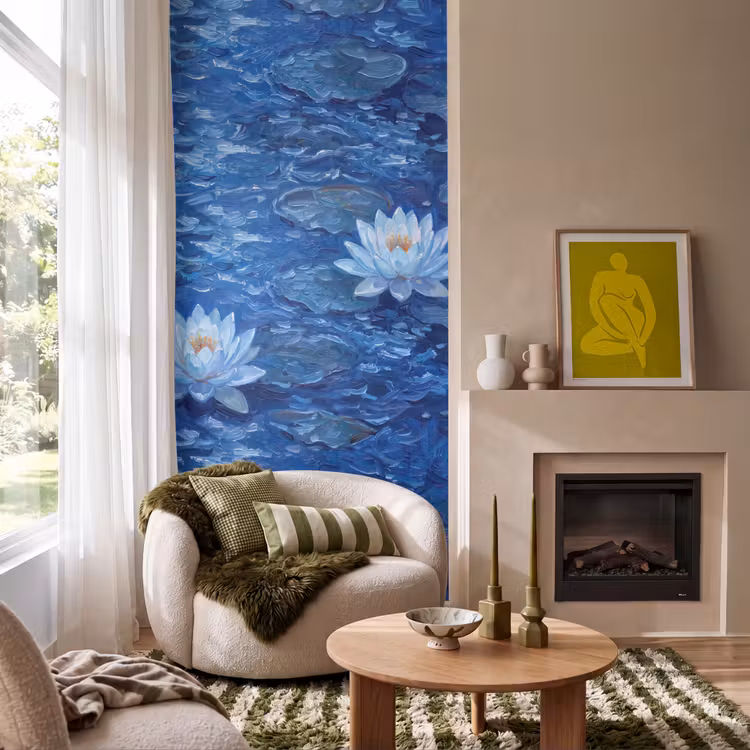 Tapete - Blumen – Wasser – Blau — 1