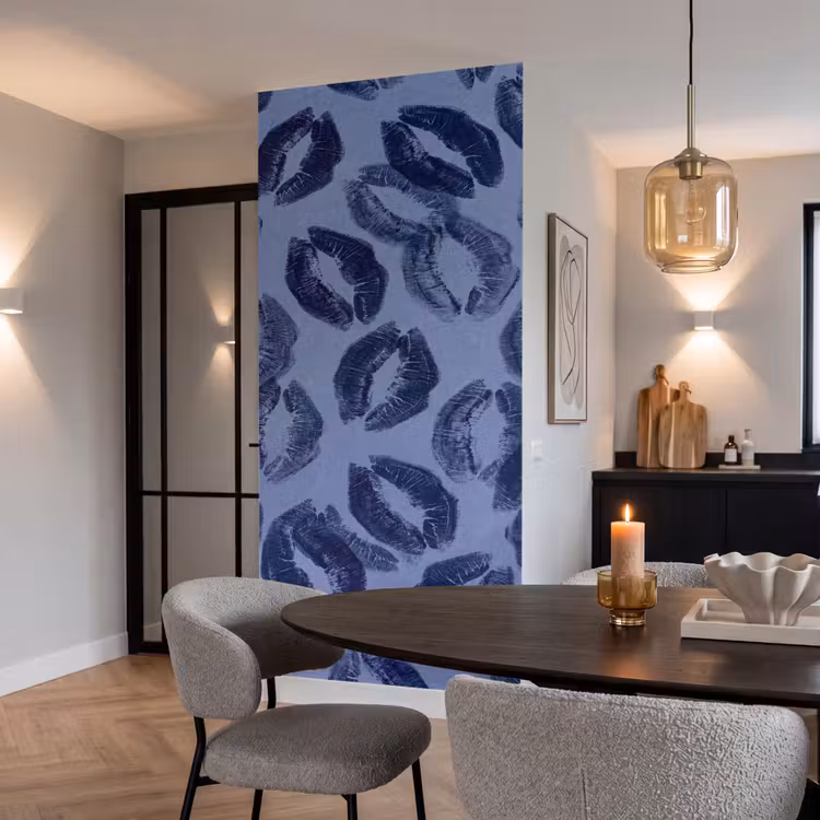 Tapete - Lippen – Muster – Blau — 5
