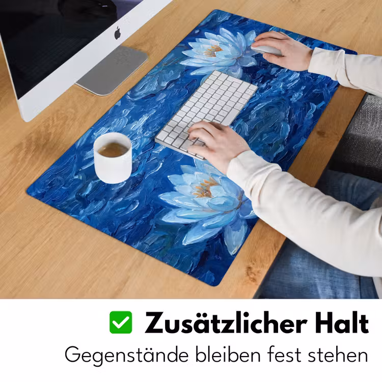 Schreibtischunterlage - Blumen – Wasser – Blau — 3
