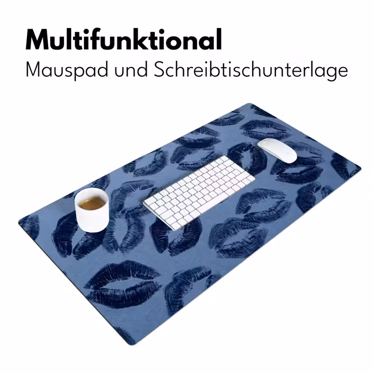 Schreibtischunterlage - Lippen – Muster – Blau — 4
